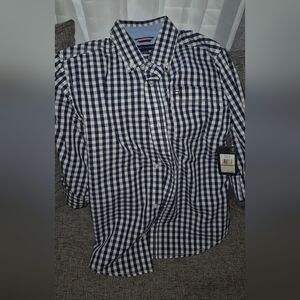 Tommy Hilfiger Blue and White Plaid Shirt
